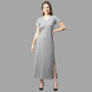 Rigo Women Grey Half Sleeve V- Neck Cotton Maxi Dress